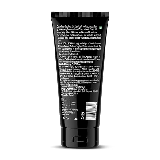Beardo Activated Charcoal Peel Off Mask for Men, 50g