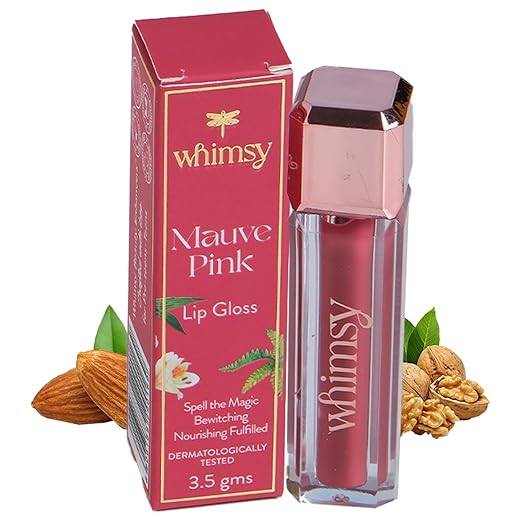 Whimsy Beauty Lip Gloss for Kids and Girls | Non Sticky Lightweight Formula with Hydrating Care | Tinted Gloss for Soft Nourished Lips | 4 to 16 Years | Organic, Natural, Chemical Free (Mauve Pink)