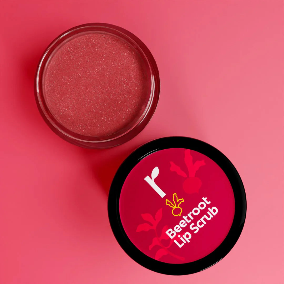 Rivona Naturals Beetroot Lip Scrub | Sugar + Niacinamide | Exfoliating | For Men & Women | 8 gm
