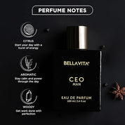 Bella Vita Luxury CEO MAN Perfume 100ml | Long Lasting | Eau De Parfum | Lemon, Lavender, Tonka, Mandarin & Vetiver | Woody, Citrus Premium Fragrance | Ideal Gift for Man