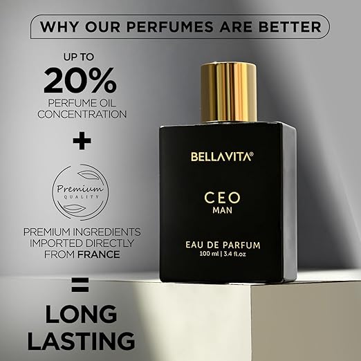 Bella Vita Luxury CEO MAN Perfume 100ml | Long Lasting | Eau De Parfum | Lemon, Lavender, Tonka, Mandarin & Vetiver | Woody, Citrus Premium Fragrance | Ideal Gift for Man