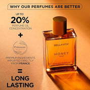Bella Vita Luxury Honey Oud Long Lasting Perfume | Perfume for Man and Woman | EDP 100ml | Bergamot, Patchouli & Vanilla | Sweet, Woody & Spicy Premium Fragrance for Men and Women