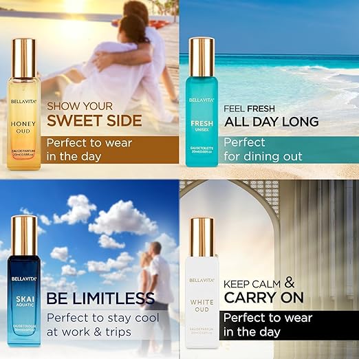 Bella Vita Luxury Long Lasting Unisex Perfume Gift Set | Perfume for Man | Gifts for Woman | 4x20ml | Woody, Aquatic & Sweet Premium Fragrance