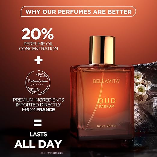 Bella Vita Luxury OUD | Long Lasting Perfume for Man and Woman |EDP 100ml | Carnation, Vanilla and Cedarwood| Sweet, Oud, Woody Premium Unisex Fragrance for Men and Women