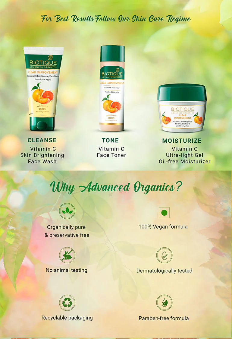 Biotique Advanced Organics Clear Improvement Vitamin C Face Toner (120ml)