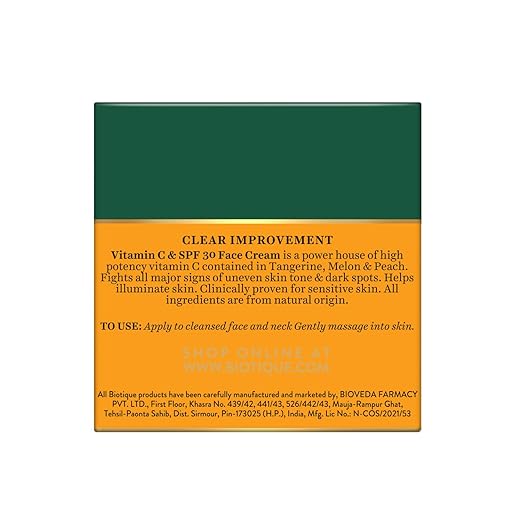 Biotique Advanced Organics Clear Improvement Vitamin C & Spf 30 Face Cream 50Gm