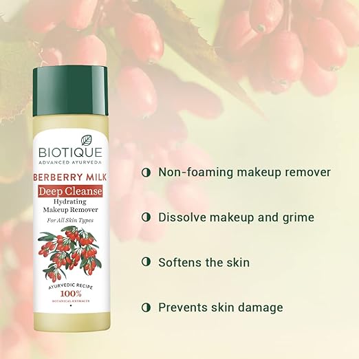 Biotique Berberry Milk Deep Cleanse Hydrating Makeup Remover For All Skin Types, 120ml