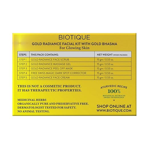 Biotique Bio Gold Radiance Facial Kit With Gold Bhasma, 75g