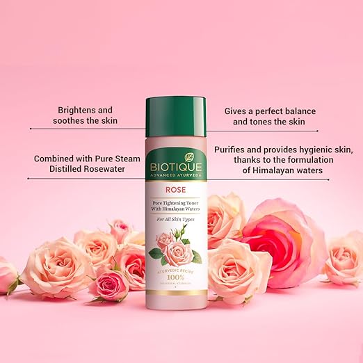 Biotique Bio Rose Pore Tightening Toner With Himalayan Water For All Skin Type 120 Ml
