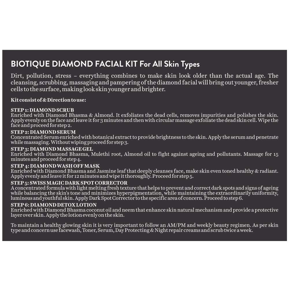 Biotique Diamond Instant Bright & Radiant Complexion Facial Kit, 65g