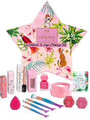 Whimsy Beauty Organic & Safe Blossom Makeup Kit| Safe, Non-Toxic Beauty Set for Girls & Teens |Eye Glitter, Lip Cheek Tint, Lip Gloss,Eye Liner, Nail Paint and Mermaid Brushes