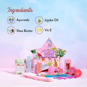 Whimsy Beauty Organic & Safe Blossom Makeup Kit| Safe, Non-Toxic Beauty Set for Girls & Teens |Eye Glitter, Lip Cheek Tint, Lip Gloss,Eye Liner, Nail Paint and Mermaid Brushes