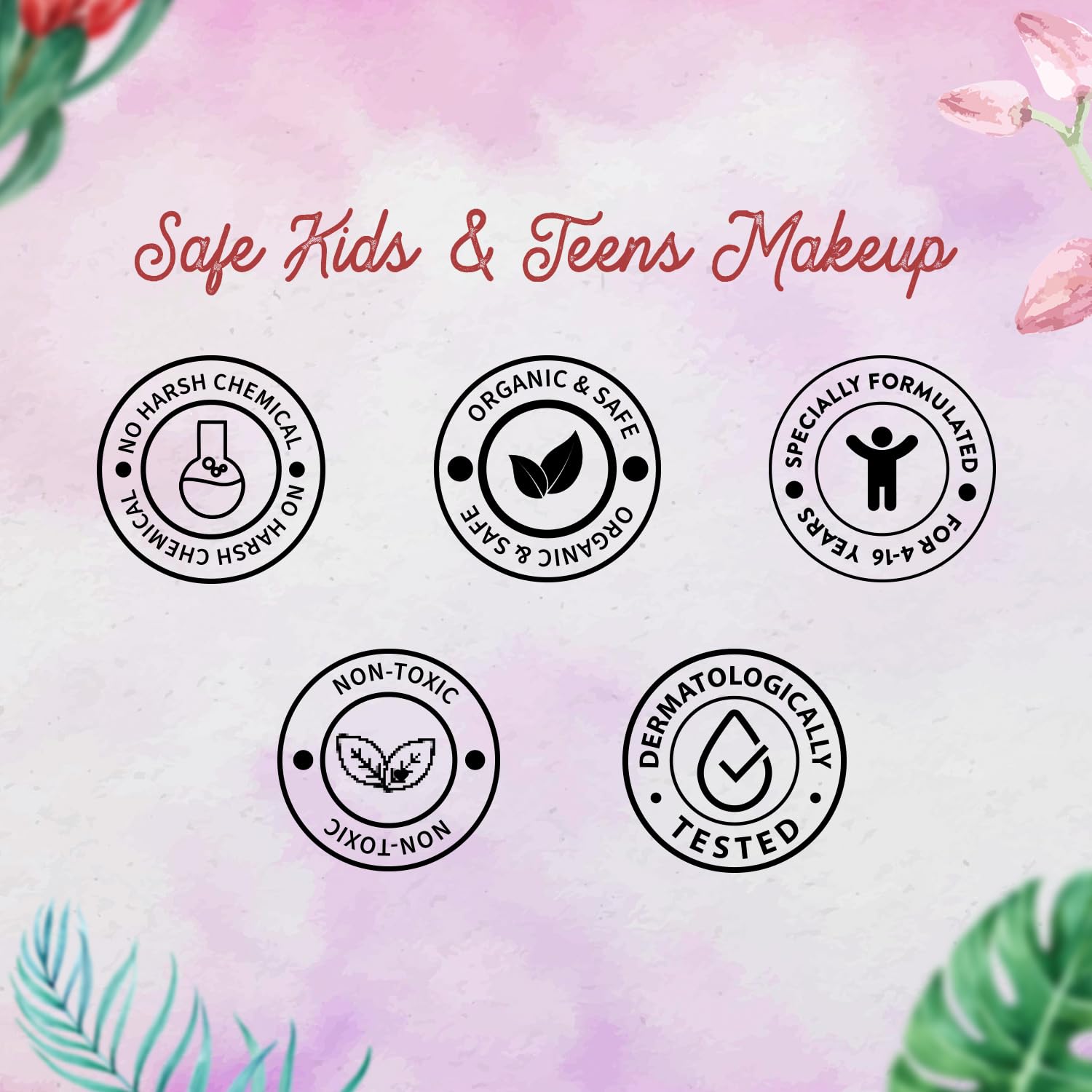 Whimsy Beauty Organic & Safe Blossom Makeup Kit| Safe, Non-Toxic Beauty Set for Girls & Teens |Eye Glitter, Lip Cheek Tint, Lip Gloss,Eye Liner, Nail Paint and Mermaid Brushes