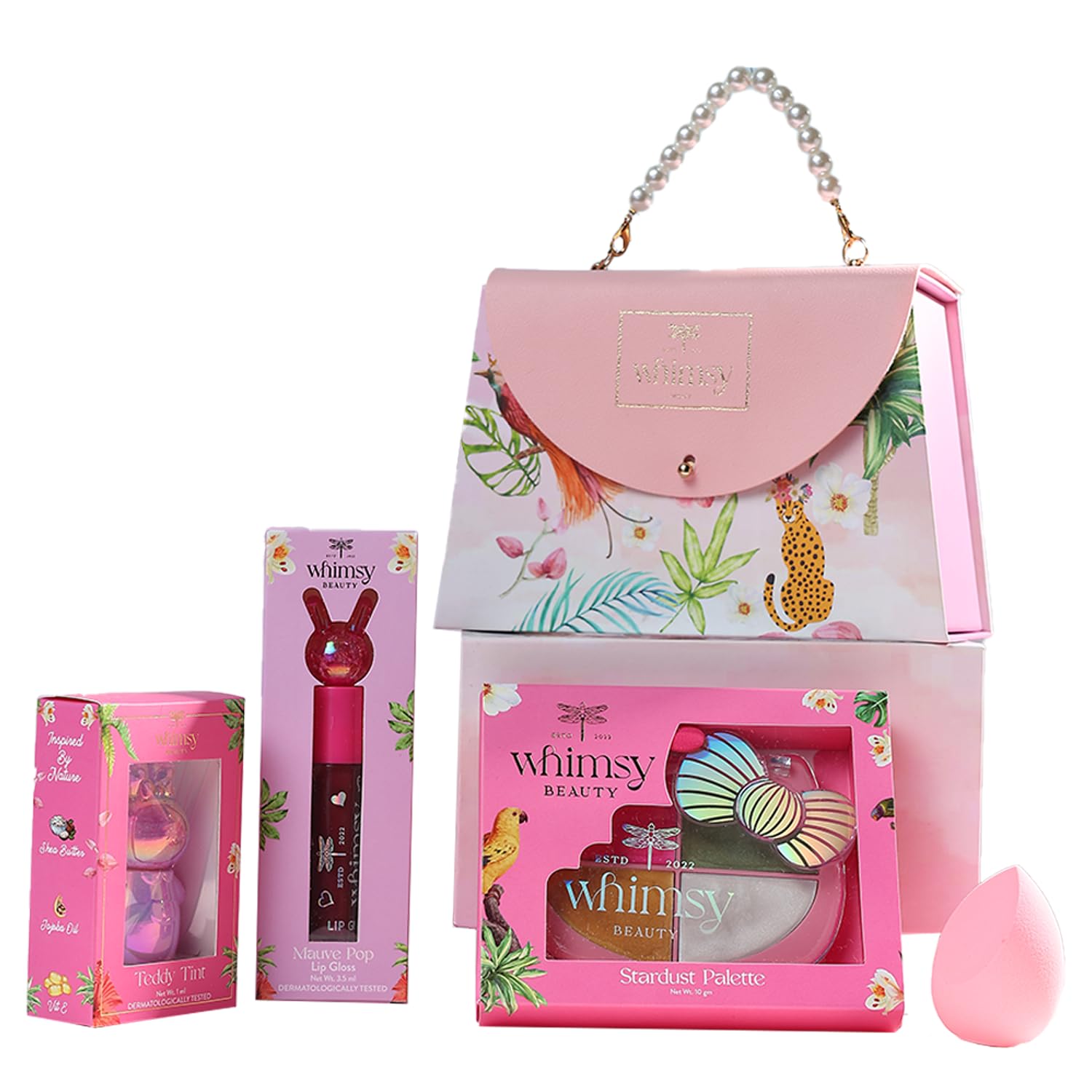 Whimsy Beauty Blush & Glow Beauty Kit | Safe Beauty Set for Girls & Teens | Eye Shadow Palette, Lip Tint & Lip Gloss