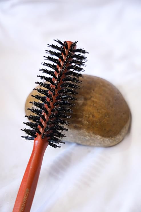 Boar Bristles Round Hair Brush Adding Curls Volume & Waves In Hairs Men and Women All Hair Types, Roller Hair brush for Blow Drying Curling Straightening Add Volume & Shine (Twirl Design)