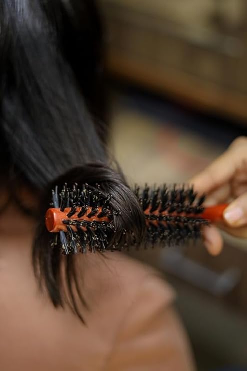 Boar Bristles Round Hair Brush Adding Curls Volume & Waves In Hairs Men and Women All Hair Types, Roller Hair brush for Blow Drying Curling Straightening Add Volume & Shine (Twirl Design)