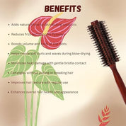 Boar Bristles Round Hair Brush Adding Curls Volume & Waves In Hairs Men and Women All Hair Types, Roller Hair brush for Blow Drying Curling Straightening Add Volume & Shine (Round Design)