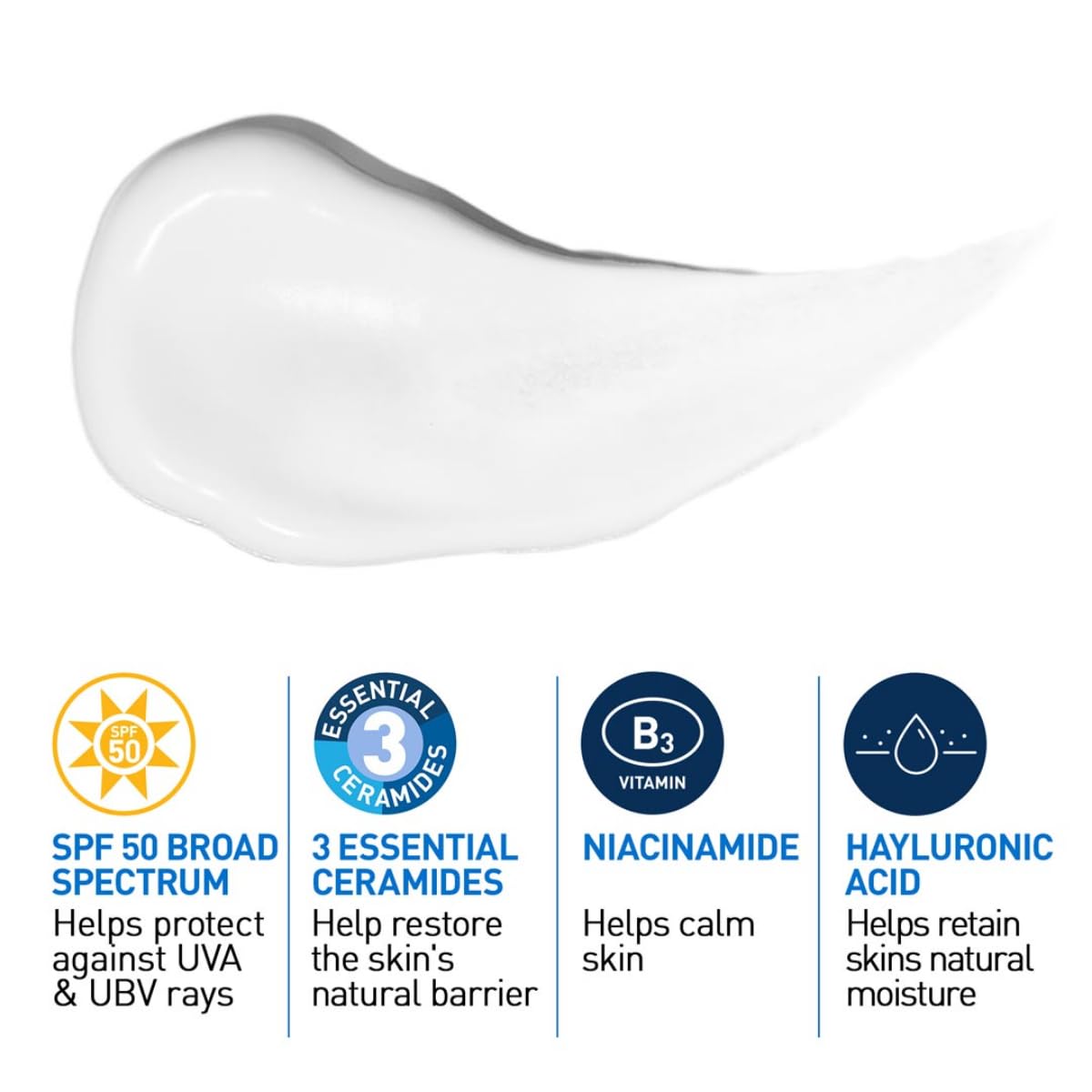 CeraVe AM Facial Moisturizing Lotion for Normal to Dry Skin (52 ml) with Broad Spectrum Sunscreen SPF 50, Enriched with Ceramides, Niacinamide & Hyaluronic acid