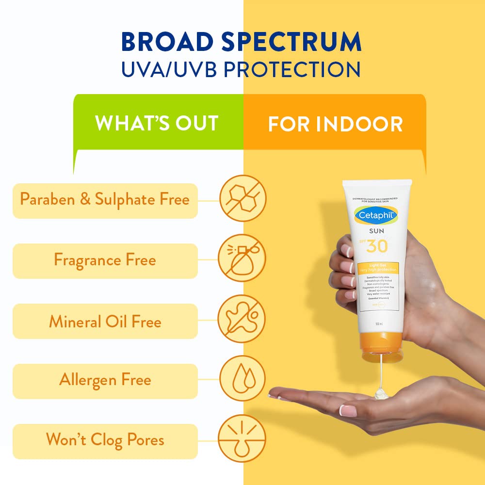 Cetaphil Sun SPF 30 Light Gel Mineral Base For Normal Sensitive & Oily Skin (100ml)