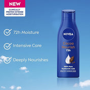 NIVEA Cocoa Nourish 200ml Body Lotion with Deep Moisture Serum| 48 H Moisturization | With Cocoa Butter & Coconut Oil | Non Greasy & Healthy Looking Skin |For Very Dry Skin