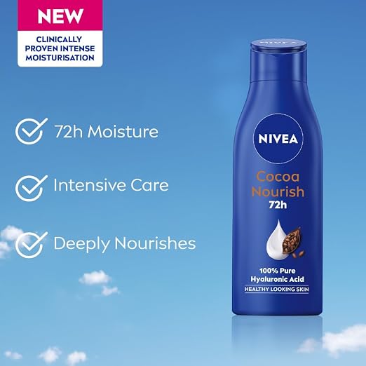 NIVEA Cocoa Nourish 200ml Body Lotion with Deep Moisture Serum| 48 H Moisturization | With Cocoa Butter & Coconut Oil | Non Greasy & Healthy Looking Skin |For Very Dry Skin