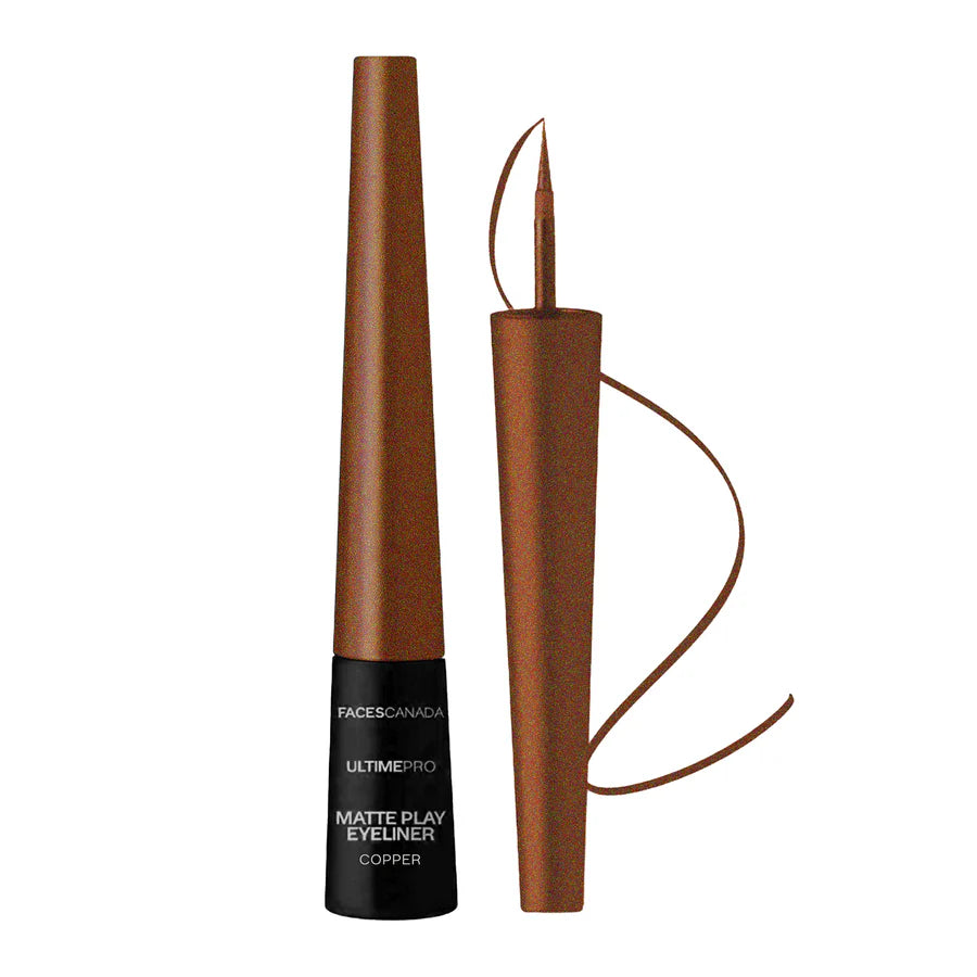 FACES CANADA Ultime Pro Matte Play Eyeliner - Black, 2.5 ml | Quick Dry | Matte Finish | 24 Hr Long Lasting Formula | Precise Felt Tip | Highly Pigmented | Waterproof, Smudgeproof & Sweatproof