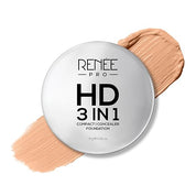 RENEE PRO HD 3 In 1 Compact,Concealer, Foundation SPF 20, Matte Finish, High Coverage, Ultralight & Silky Smooth Finish, Enriched With Vitamin E, C & Aloe Vera - 9 Gm