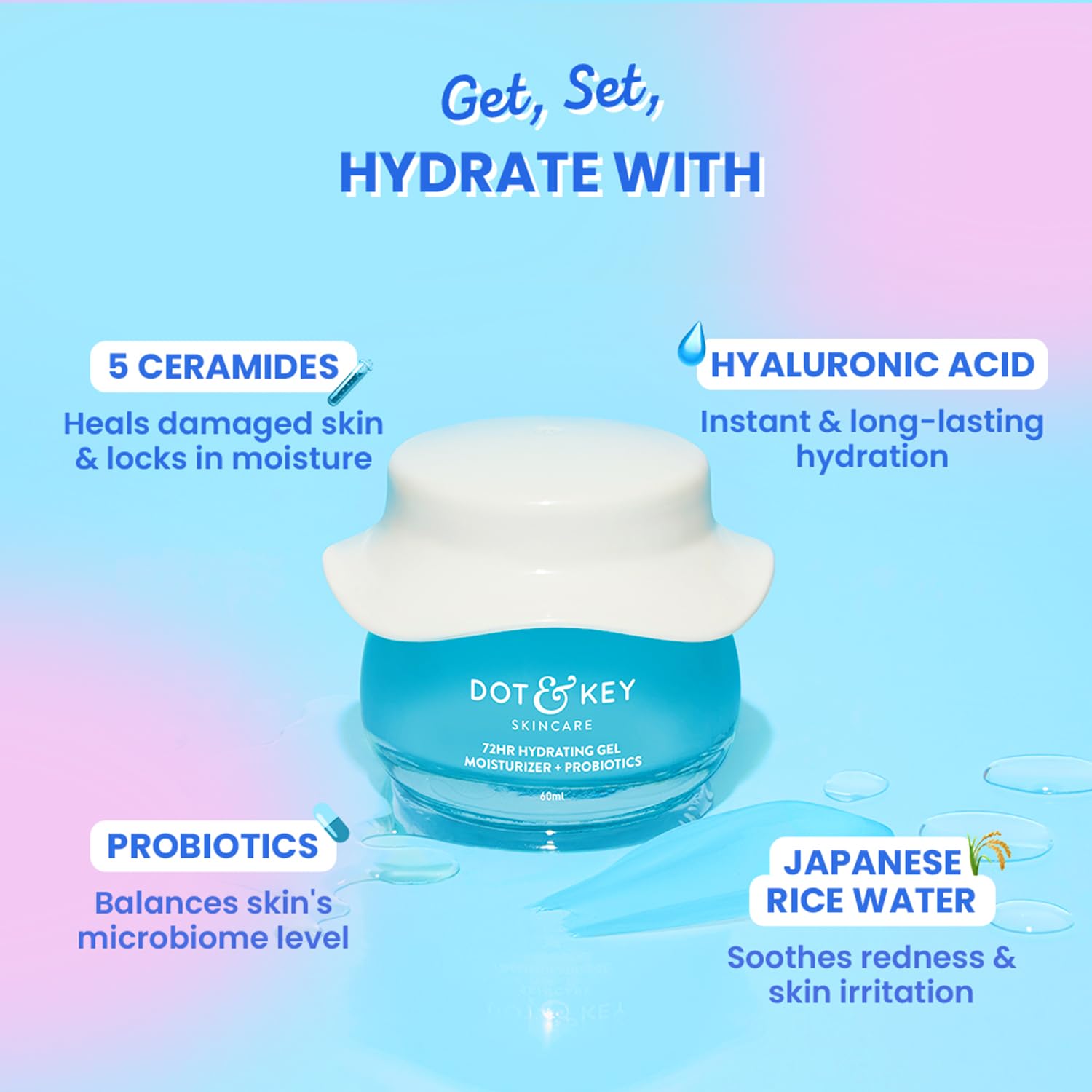 DOT & KEY 72Hr Hydrating Gel + Probiotics Moisturizer