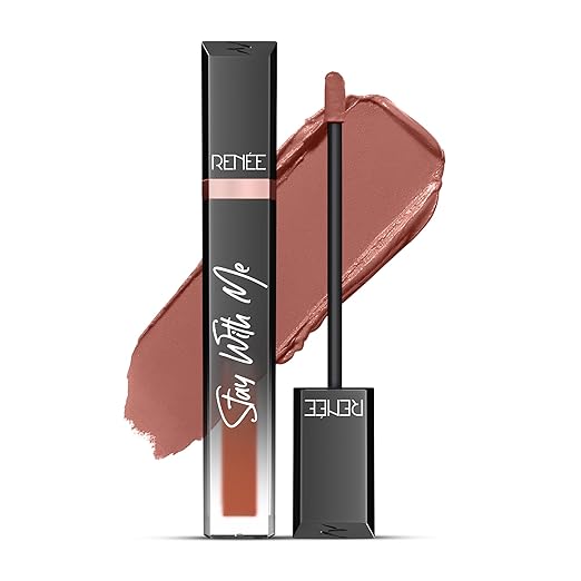 RENEE Stay With Me Matte Transferproof Liquid Lipstick| Waterproof & Smudge-proof | Bold Pigment, Lightweight & Long-lasting | With Hyaluronic Acid & Vitamin E | 6 ml