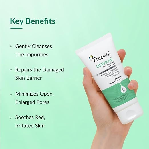 Fixderma Dewrav 2% Niacinamide Pore Minimizing Face Wash with Ceramides & Cica Extract | Face Wash for Open Pores Tightening | Strengthens Skin Barrier & Brightens Skin | For Men & Women- 100ml