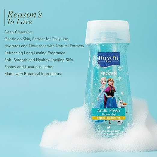 Disney Frozen Arctic Fresh Shower Gel for Kids 250ml | Aquatic Magic Scent | Vegan & Paraben Free | With Olive Oil & Aloe Vera | Featuring Elsa, Anna & Olaf