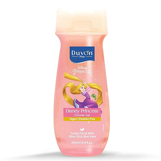 Disney Princess Rapunzel Shower Gel for Kids 250ml | Fruity Floral Scent | Vegan & Paraben Free | With Olive Oil & Aloe Vera | Gentle Formula