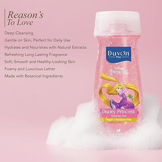 Disney Princess Rapunzel Shower Gel for Kids 250ml | Fruity Floral Scent | Vegan & Paraben Free | With Olive Oil & Aloe Vera | Gentle Formula