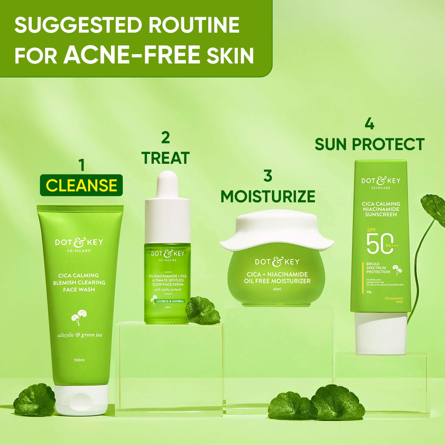 Dot & Key Cica Salicylic & Green Tea Facewash For Acne Prone & Oily Skin (100ml)