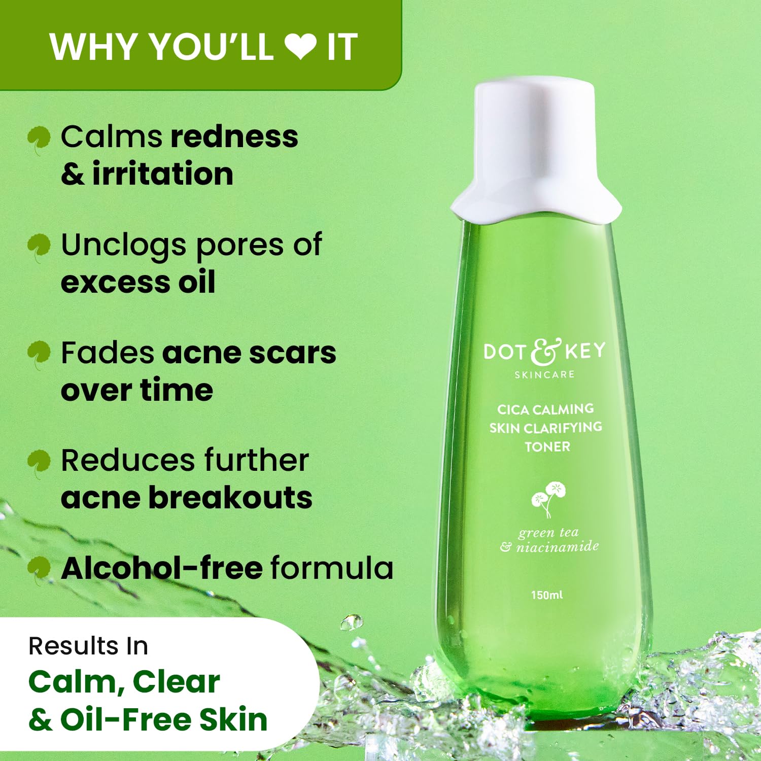 Dot & Key Cica Calming Skin Clarifying Toner with Green Tea & Niacinamide