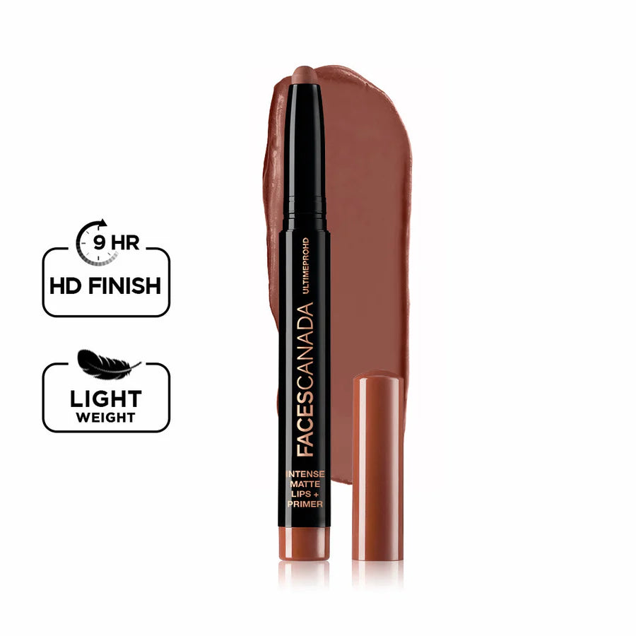 FACES CANADA Ultime Pro HD Intense Matte Lipstick + Primer , 1.4g | 9HR Long Stay | Flawless HD Matte Finish | Intense Color | Lightweight | Smooth Glide | Primer Infused