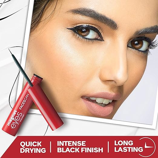 FACES CANADA Magneteyes Eyeliner - Black, 3.5ml | Intense Matte Finish | Quick Drying | 24HR Long Lasting | Fine Tip For Precise Smooth Application | Almond Oil Enriched | Waterproof | Smudgeproof