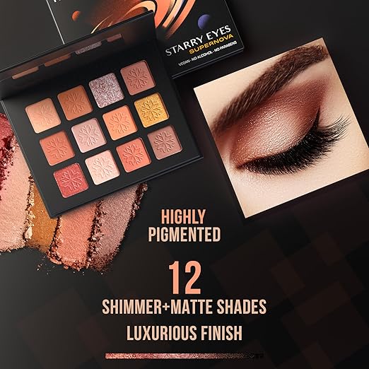 FACES CANADA Starry Eyes Eye Shadow Palette - Supernova 01, 16g | Shimmer & Matte Shades | Long Lasting & Highly Pigmented | Smudge Proof & Sweat Resistance | One Stroke Application | Luxurious Finish