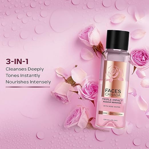 FACESCANADA Triple Impact Makeup Remover I Biphasic remover I With Rose Water