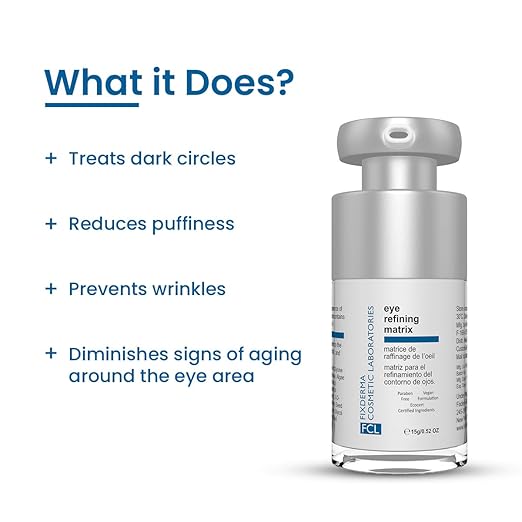 FCL Eye Refining Matrix Under Eye Gel For Dark Circles, Puffiness & Fine Lines with Vitamin C & Hyaluronic Acid | Eye Serum for Dark Circles | For Women & Men Skin Care - 15 gm
