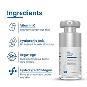 FCL Eye Refining Matrix Under Eye Gel For Dark Circles, Puffiness & Fine Lines with Vitamin C & Hyaluronic Acid | Eye Serum for Dark Circles | For Women & Men Skin Care - 15 gm