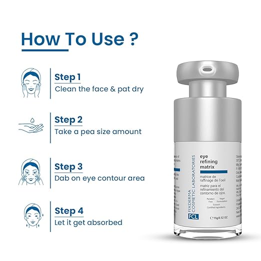 FCL Eye Refining Matrix Under Eye Gel For Dark Circles, Puffiness & Fine Lines with Vitamin C & Hyaluronic Acid | Eye Serum for Dark Circles | For Women & Men Skin Care - 15 gm