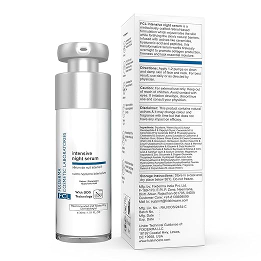 FCL Intensive Night Serum | Anti Aging Night Face Serum | Anti Wrinkle Face Serum 30ml