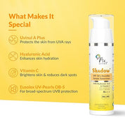 FIXDERMA Shadow Invisible Serum Sunscreen SPF 50+ PA+++|Ultra Lightweight Transparent Sunscreen with Vitamin C & Hyaluronic Acid|No White Cast|For All Skin Types|For Men & Women|Airless Pump 30 ML