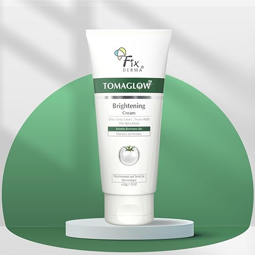 FIXDERMA Tomaglow Brightening Face Cream With White Tomato Extract, Excutin 4MSK With 2% Alpha Arbutin 4% Niacinamide, Lightens Dark Spots & Instantly Illuminates Skin, Face Cream For Unisex - 50G