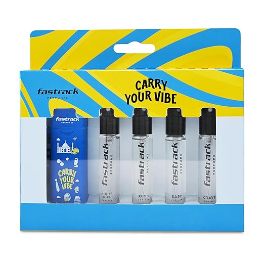 Fastrack Discovery Perfume for Men | Best for travel & for gift | 8 ml x 4 Premium Scents- Ease, Night Out,Crave & Rush | Fresh & Woody | 32 ml
