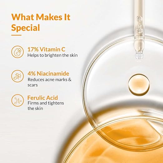 Fixderma 17% Vitamin C Face Serum for Glowing Skin | Retinol Face Serum for Skin Brightening | Anti Aging Night Face Serum with Niacinamide for Women and Men 30gm