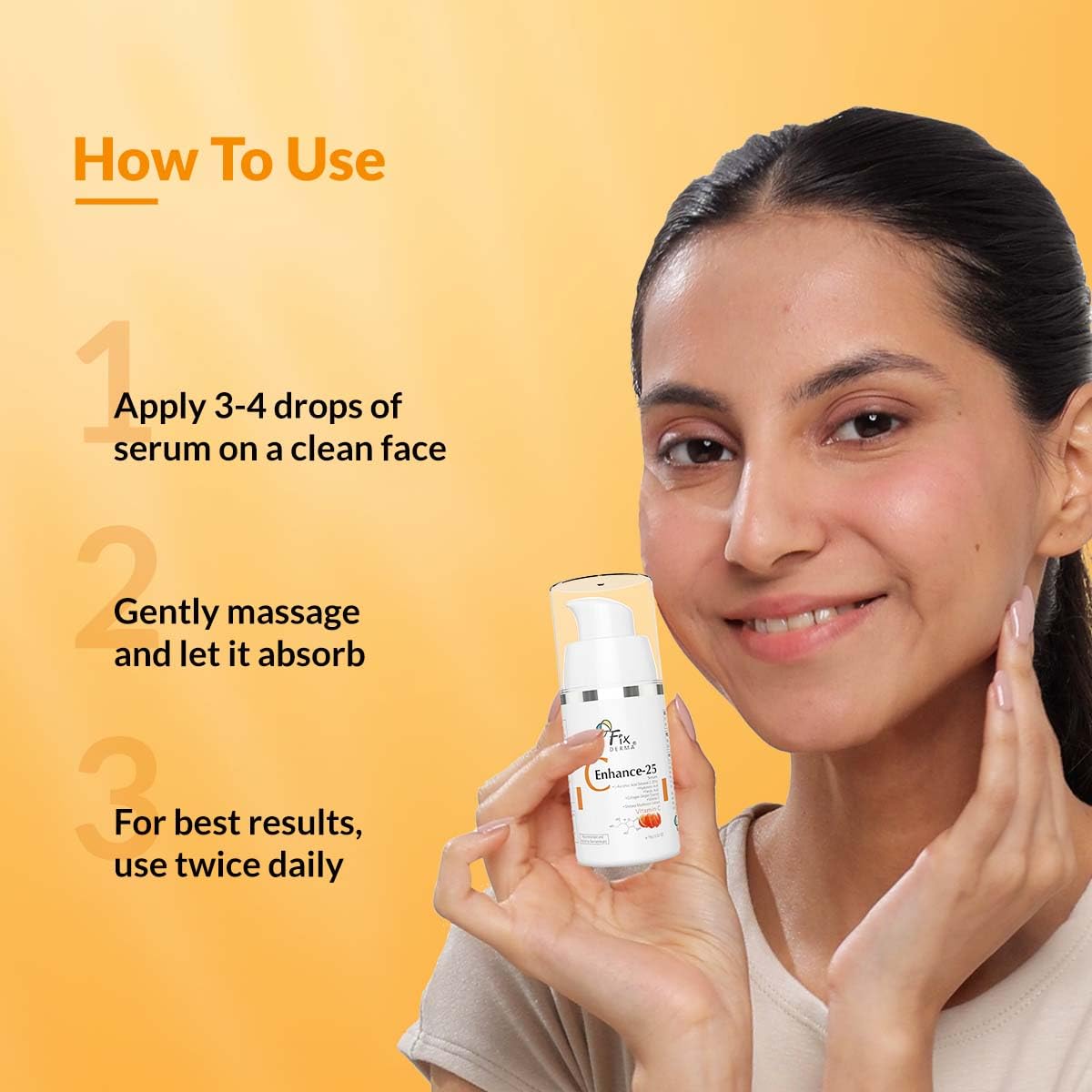 Fixderma 25% Vitamin C Serum for Face, C" Enhance for Glowing Skin, Anti Aging Face Serum for Unisex Reduces Fine Lines, Wrinkles & Age Spots, Skin Brightening & Lightening for Face, 15ml