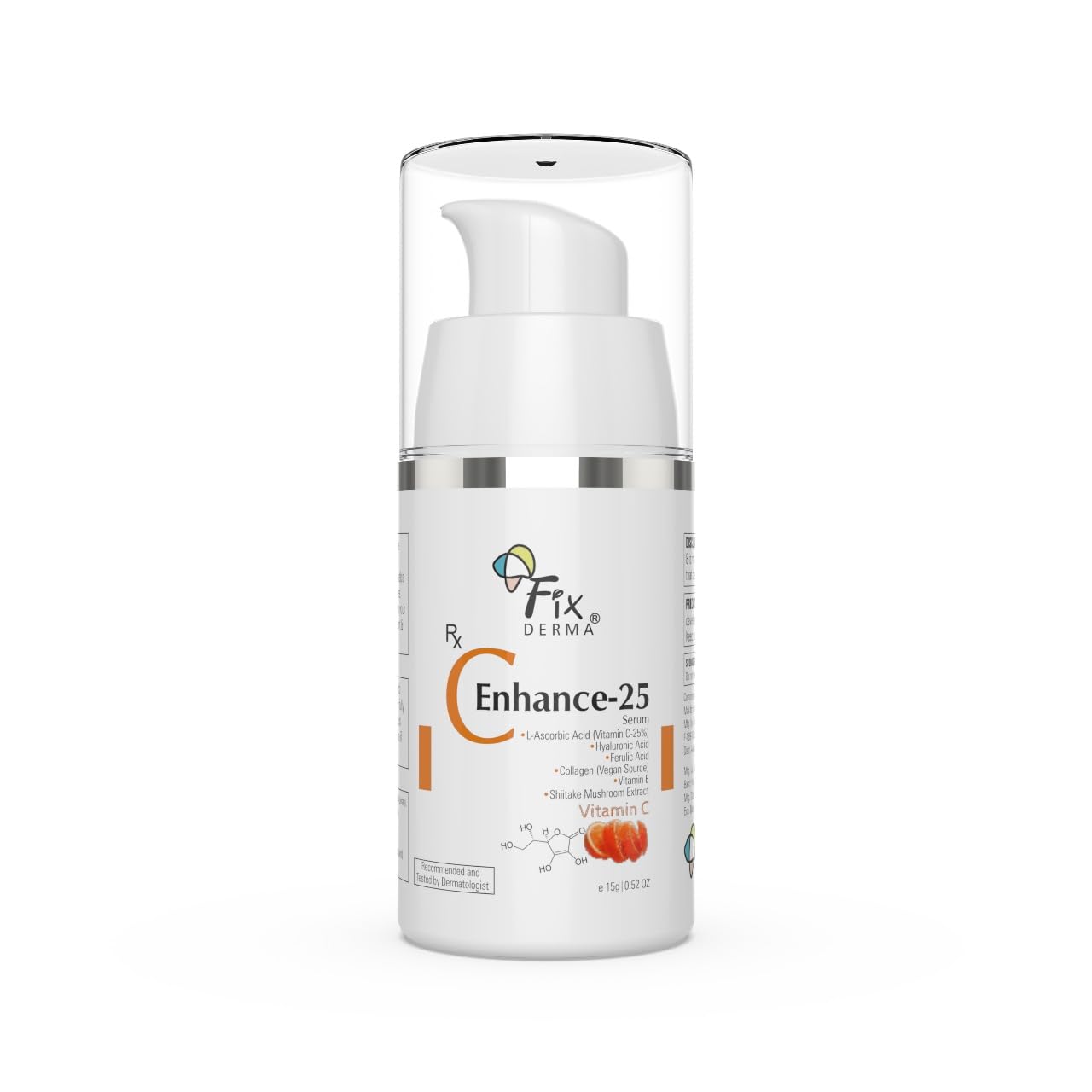 Fixderma 25% Vitamin C Serum for Face, C" Enhance for Glowing Skin, Anti Aging Face Serum for Unisex Reduces Fine Lines, Wrinkles & Age Spots, Skin Brightening & Lightening for Face, 15ml