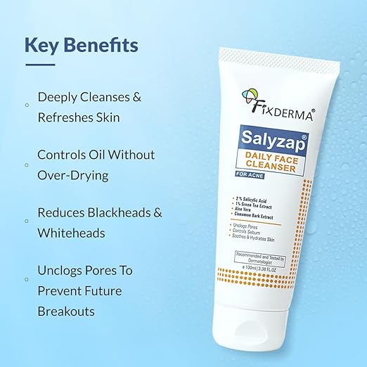 Fixderma 2% Salicylic Acid Face Wash for Oily Skin | Sulphate Free | Face Cleanser for Acne or Pimples | Acne Clearing Face Wash for Men & Women - 100ml
